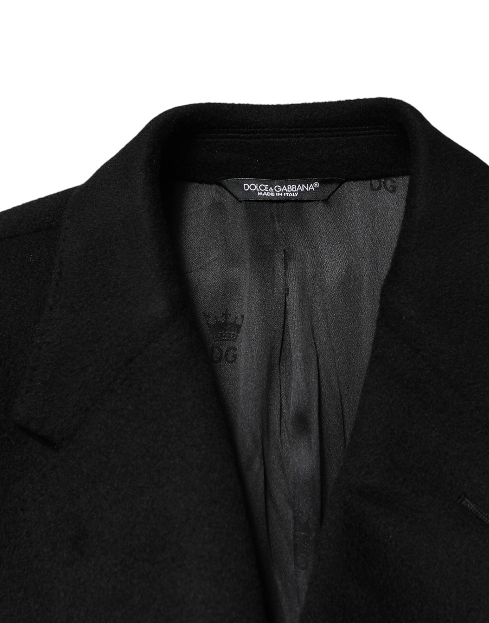Thumbnail: Dolce & Gabbana Black Wool Double Breasted TrenchCoat Jacket