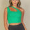 Thumbnail: Ribbed One Shoulder Cross Strap Crop Top