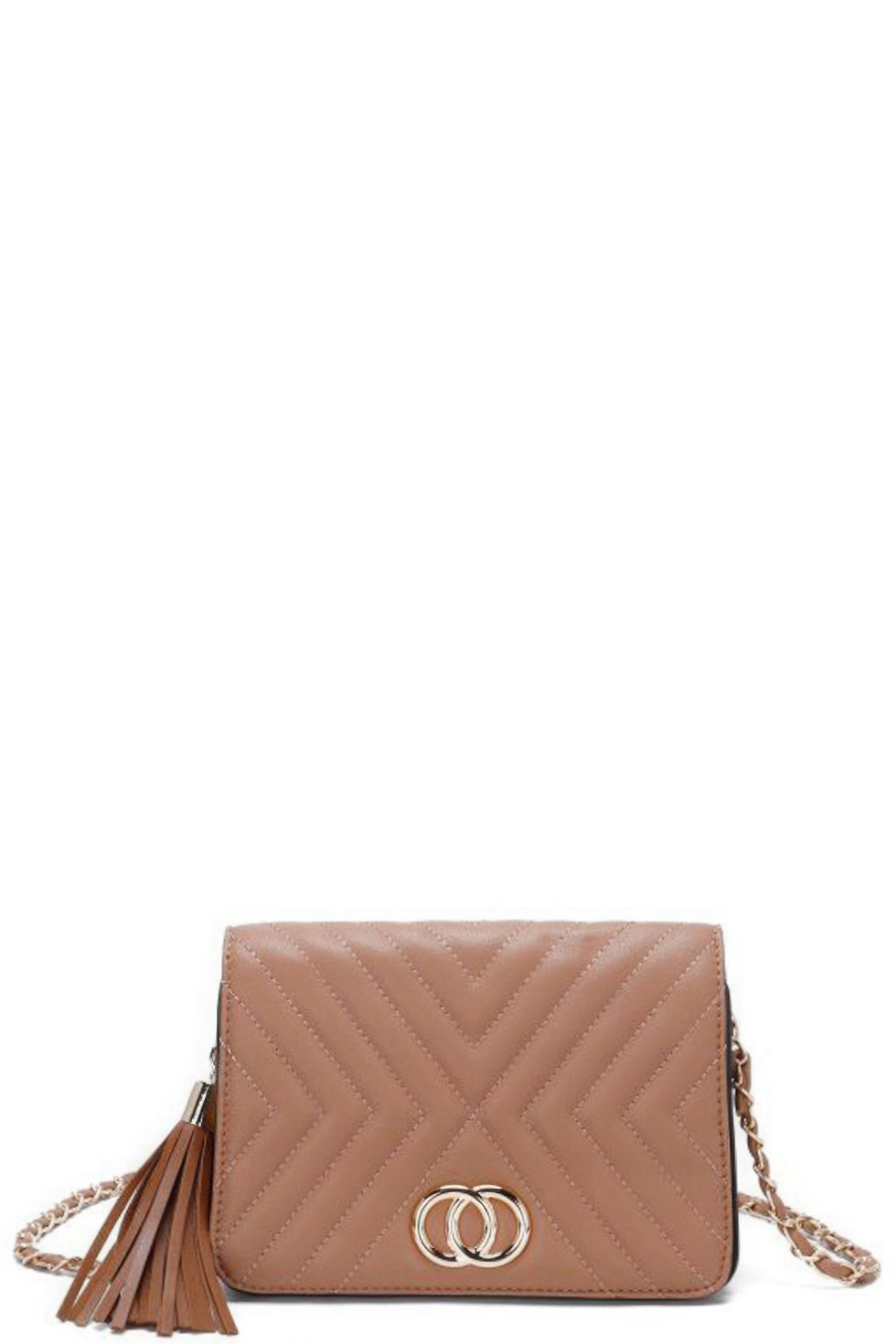 Thumbnail: Fashion Double Metal Pattern Stitching Tassel Crossbody Bag