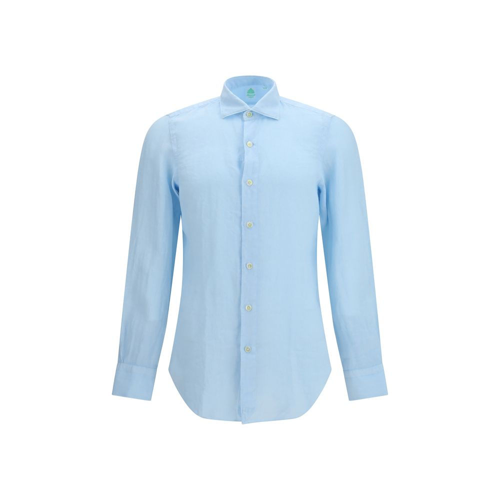 Finamore Blue Linen Longsleeve Shirt