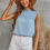 Thumbnail: Sleeveless Swiss Dot Ruched Loose Fit Blouse