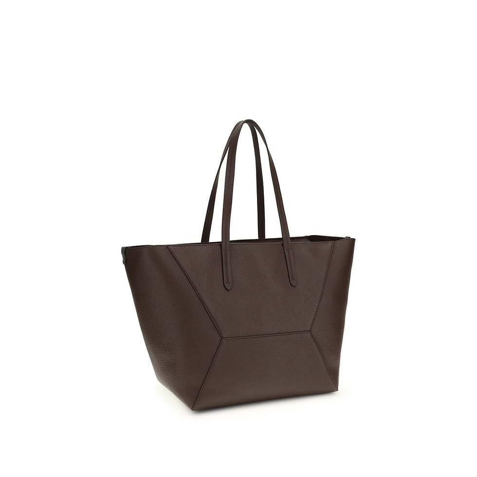 Thumbnail: Brunello Cucinelli Brown Calf Leather Bos Taurus Shoulder Bag