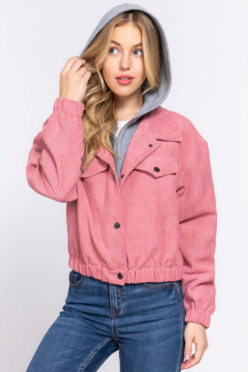 Thumbnail: Long Slv Hoodie Corduroy Jacket            