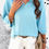 Thumbnail: Solid Notched Collar V Neck Knit Short Sleeve Swea