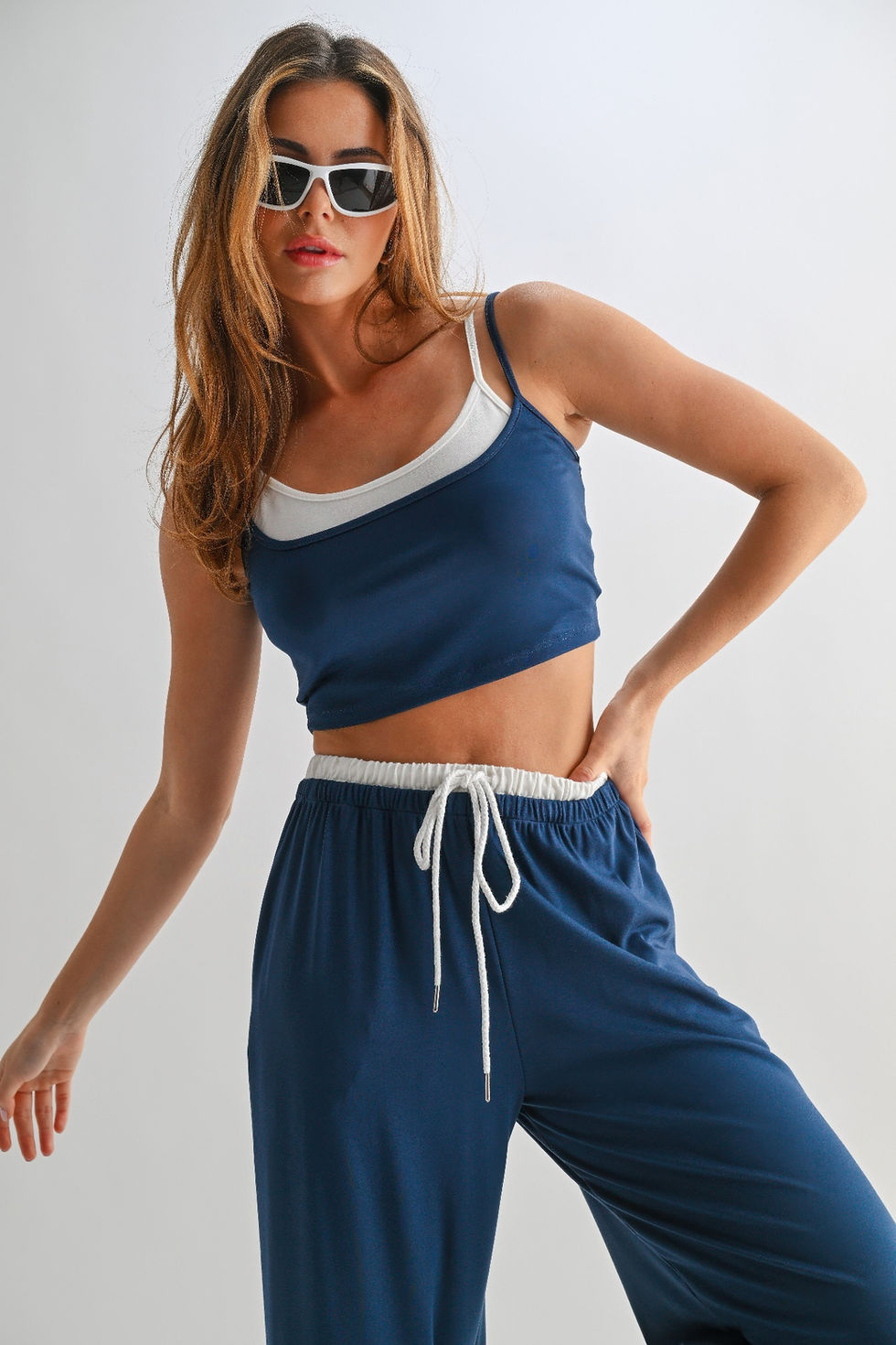 Thumbnail: Drawstring Lounge Pants & Crop Top Set