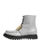 Thumbnail: Dolce & Gabbana Gray Leather Logo Plaque Ankle Boots Shoes