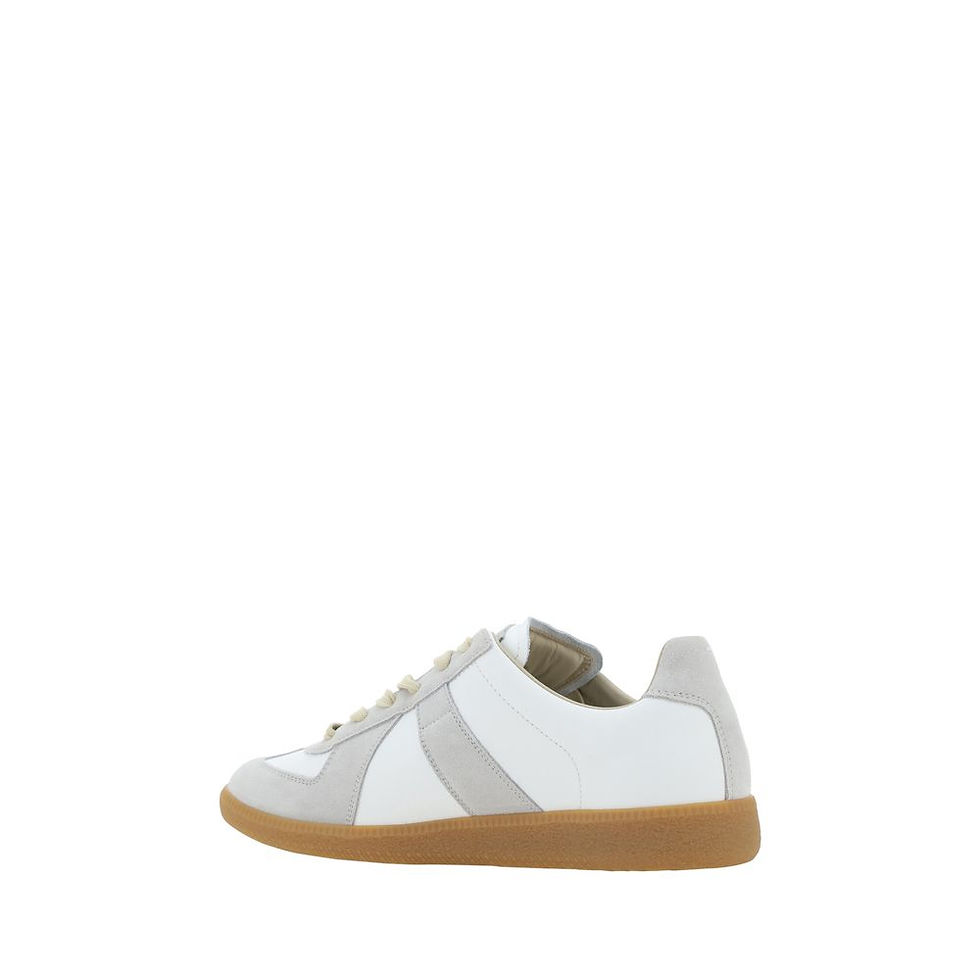 Thumbnail: Maison Margiela White Calf Leather Bos Taurus Low Top Sneakers