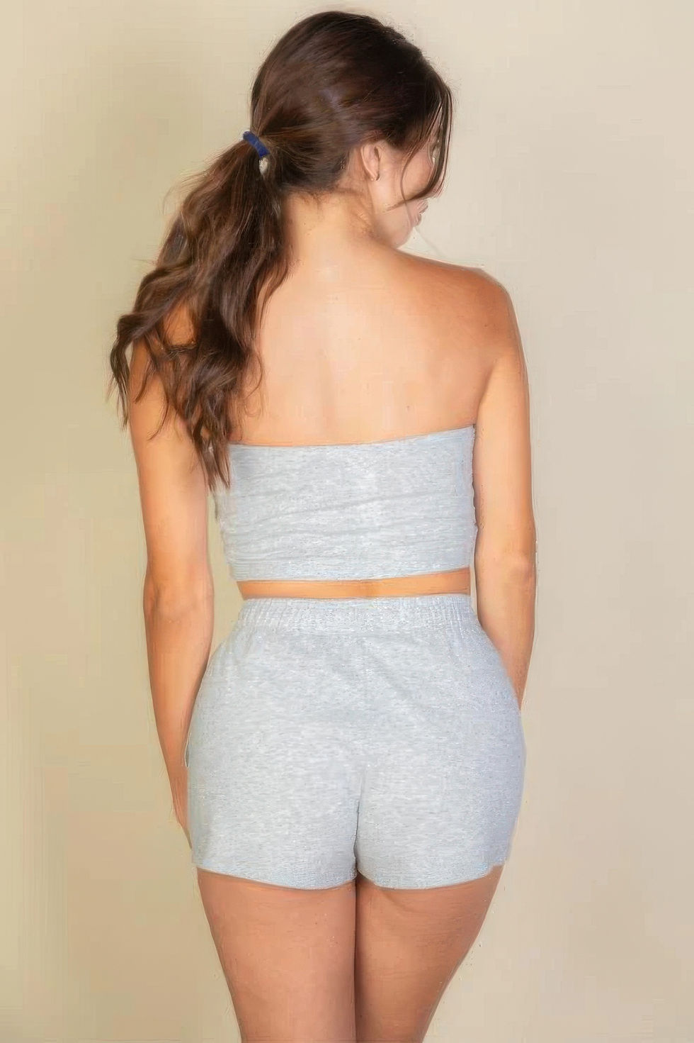Thumbnail: Simple Solid Color Tube Top And Shorts Two Piece Set