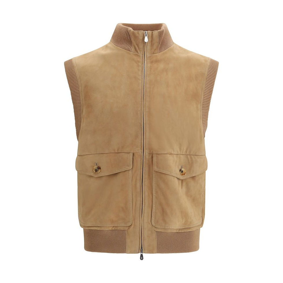 Thumbnail: Brunello Cucinelli Beige Lamb Ovis Aries Aries Sleveless Jacket