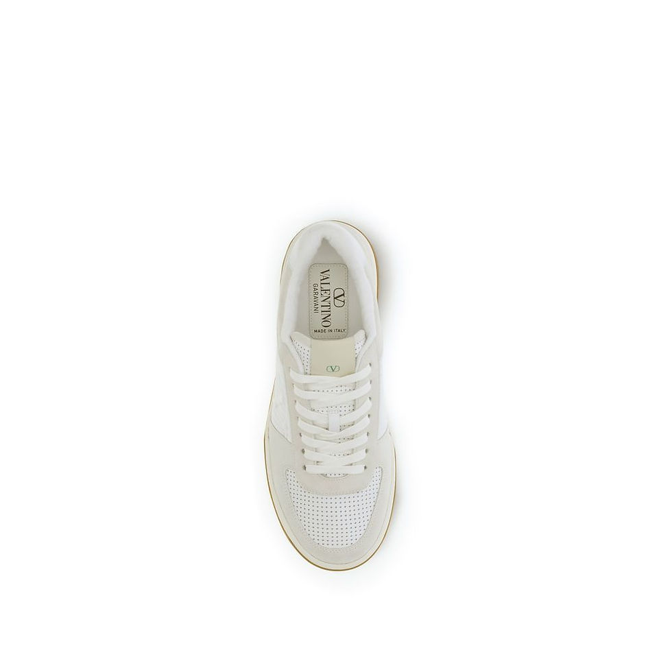 Thumbnail: Valentino Garavani White Calf Leather Bos Taurus Athletic Sneakers