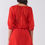 Thumbnail: Flame Red Boat Neck Ruffle Collar Midi Sleeve Self-tie Waist Front Button Do...