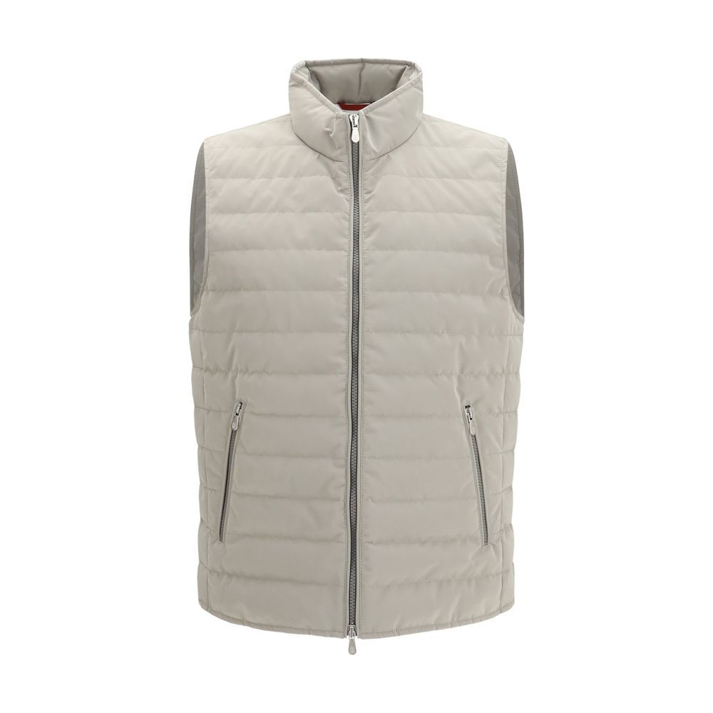 Brunello Cucinelli Gray Polyester Sleveless Jacket