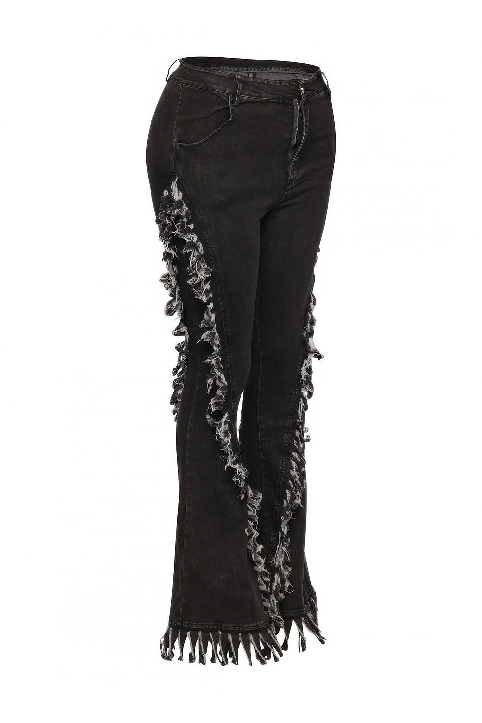 Thumbnail: Distressed Fringe Denim Flared Pant