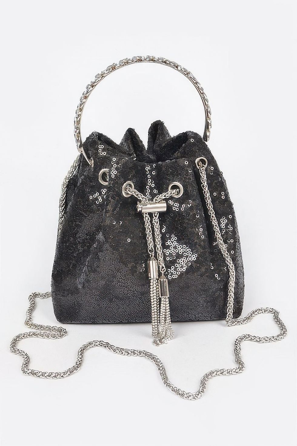 Thumbnail: Sequins Bucket Bag W/stone Handle