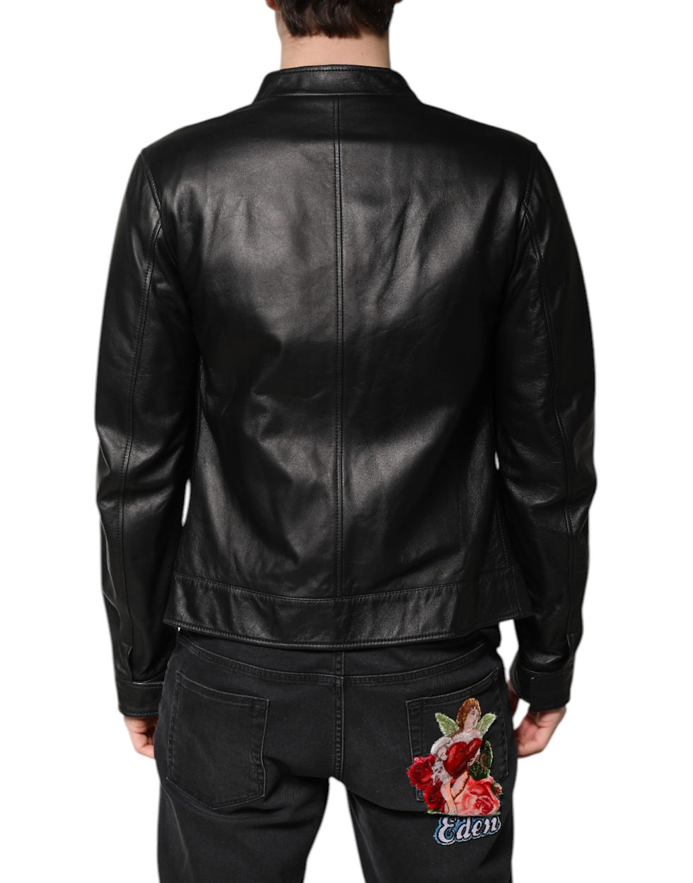 Thumbnail: Dolce & Gabbana Black Sheep Leather Biker Full Zip Jacket