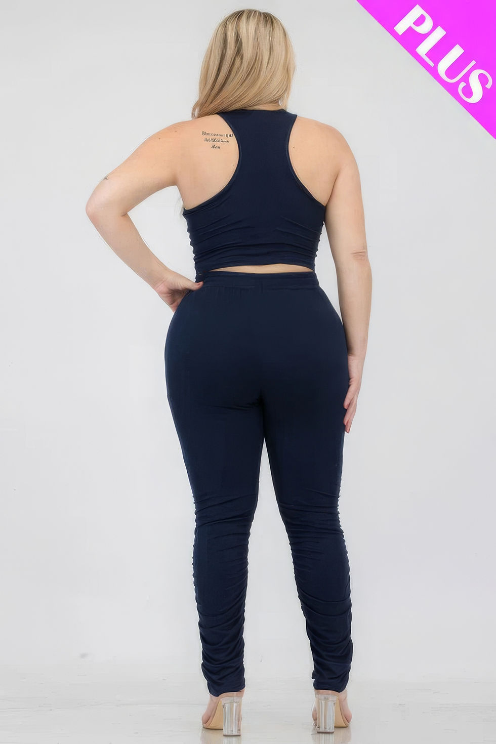 Thumbnail: Plus Size Crop Tank Top & Ruched Pants Set