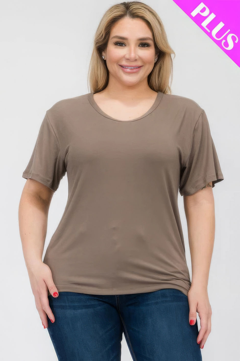 Thumbnail: Plus Size Basic Short Sleeve T-shirt