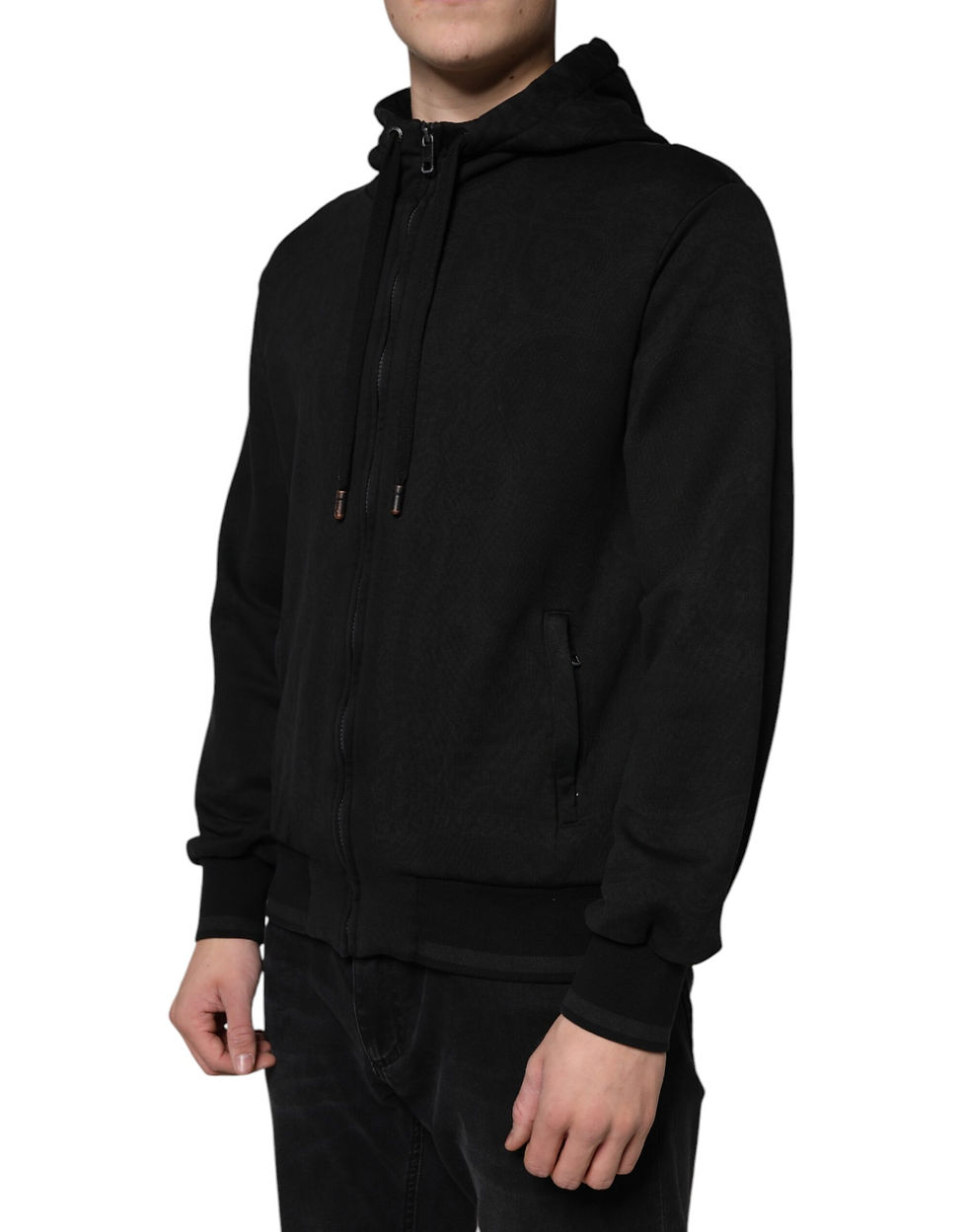 Thumbnail: Dolce & Gabbana Black Cotton Full Zip Hooded Bomber Jacket