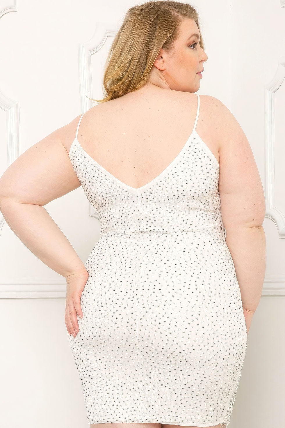 Thumbnail: Rhinestone Body Plus Size Mini Dress