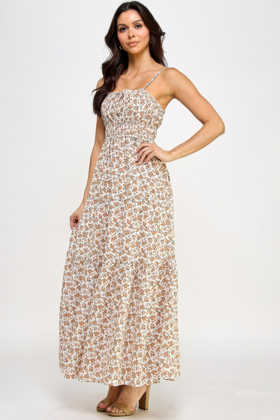 Thumbnail: Floral Smocked Ruffle Maxi Dress      