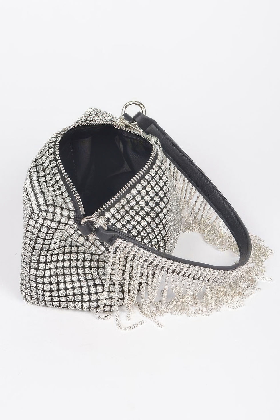 Thumbnail: Oversized Rhinestone Fringe Strap Clutch