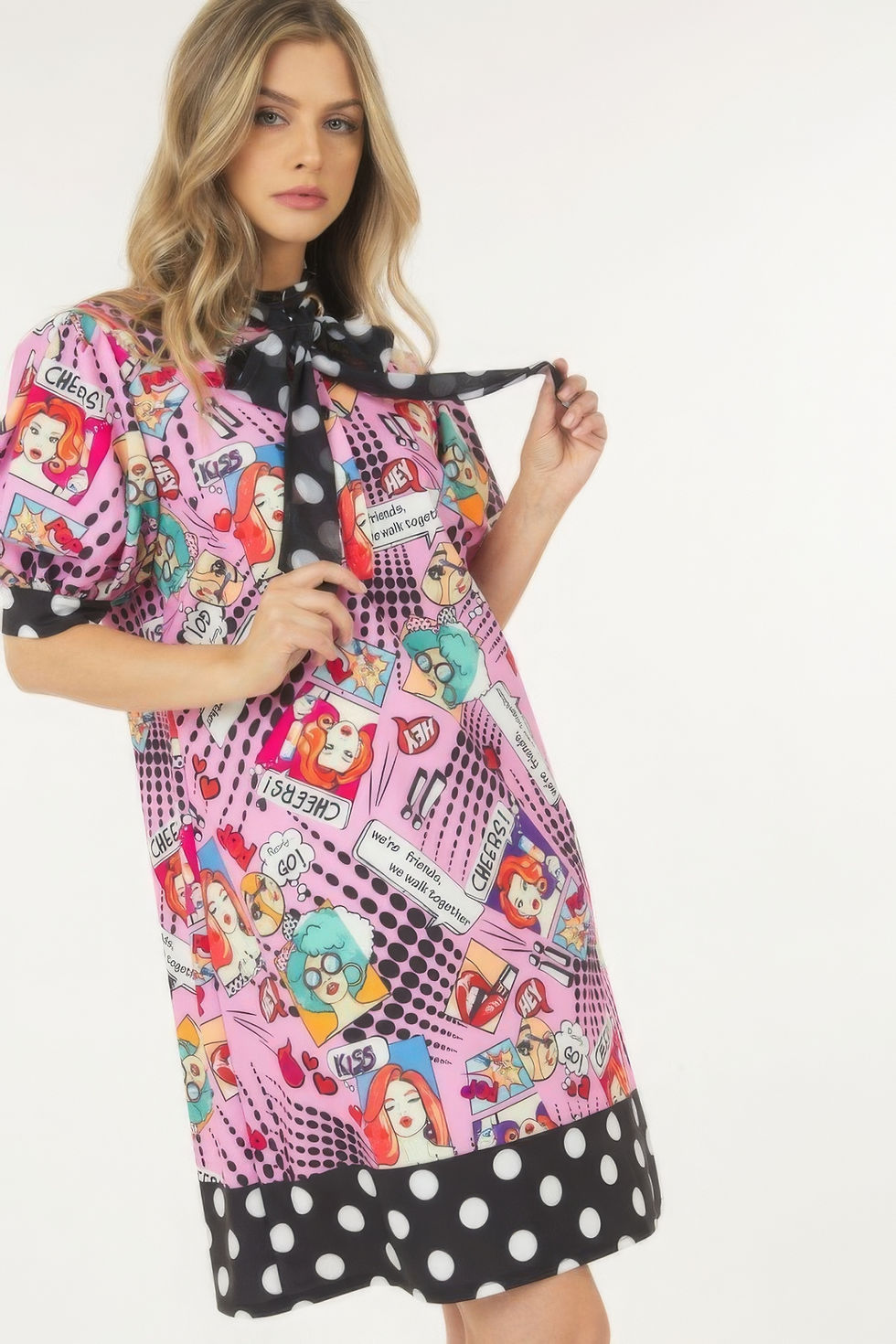 Thumbnail: Print Midi Dress With Polka Dot Finish