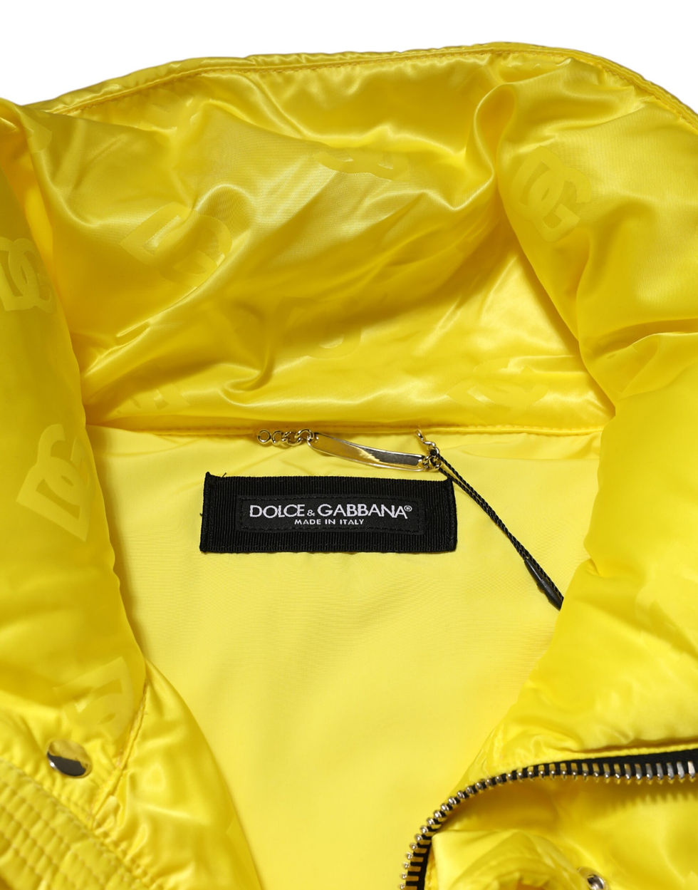 Thumbnail: Dolce & Gabbana Yellow Nylon Logo Puffer Bomber Men Jacket