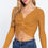 Thumbnail: V-neck Front Knotted Crop Sweater