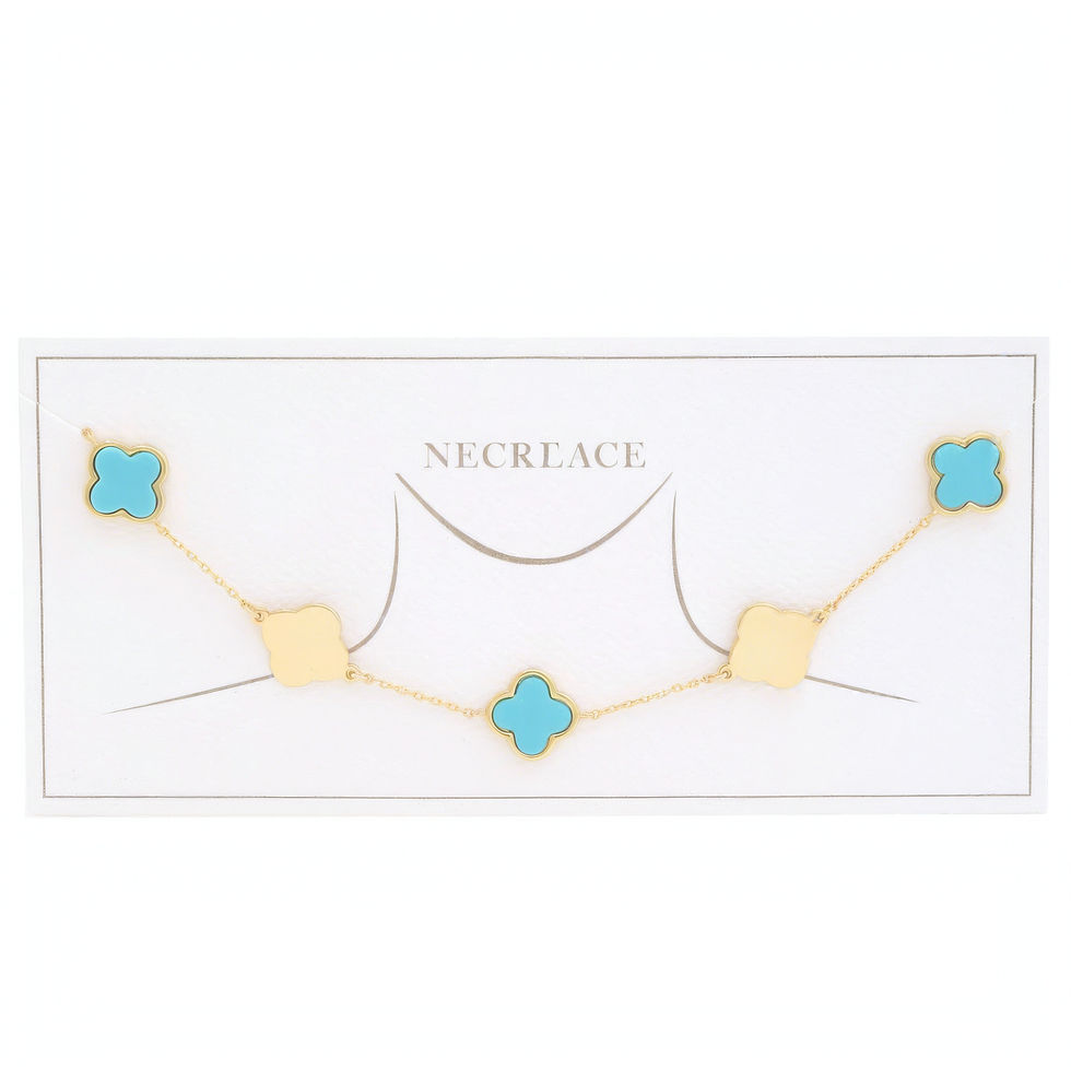 Thumbnail: Clover Charm Station Gold Dipped Necklace