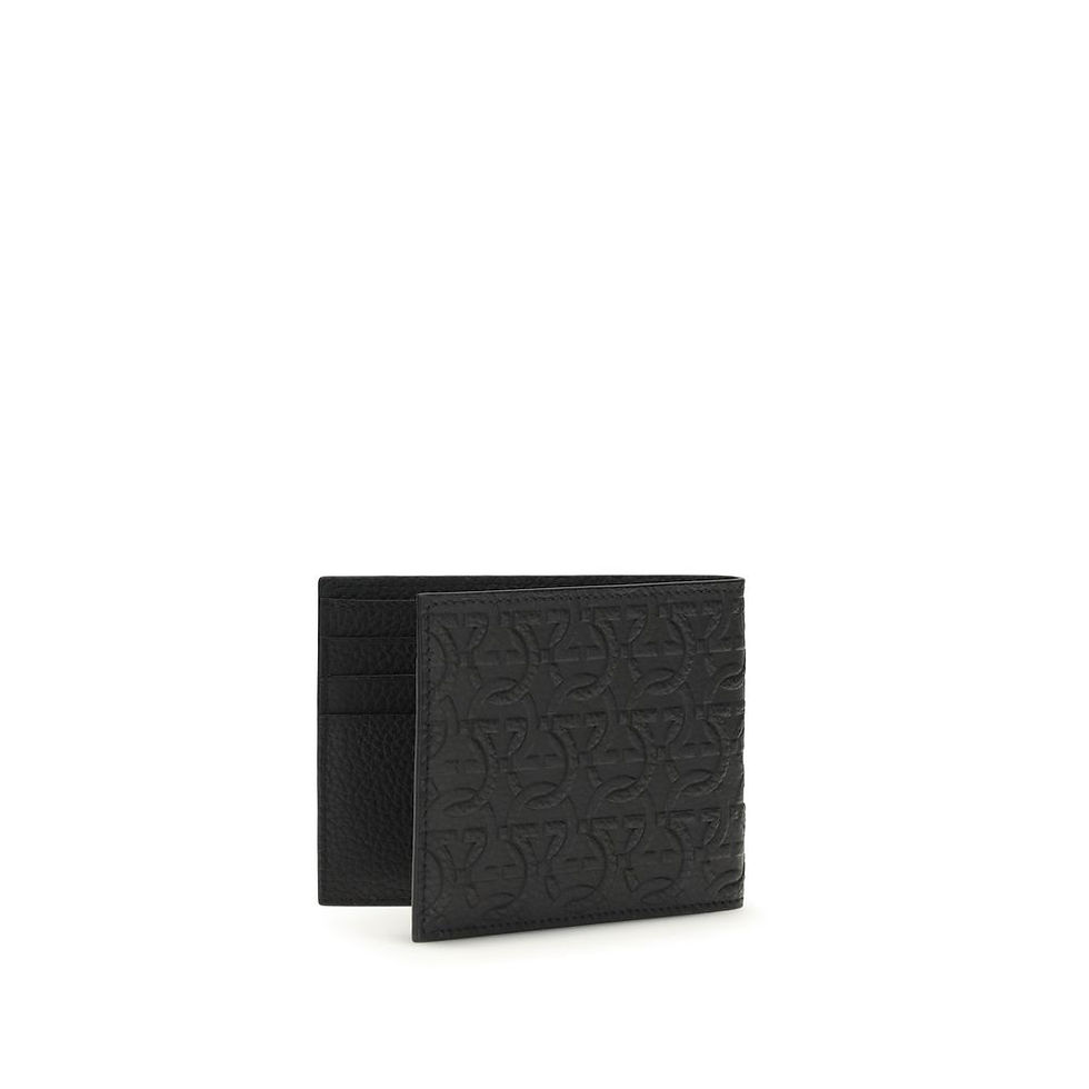 Thumbnail: Ferragamo Black Calf Leather Bos Taurus Wallet