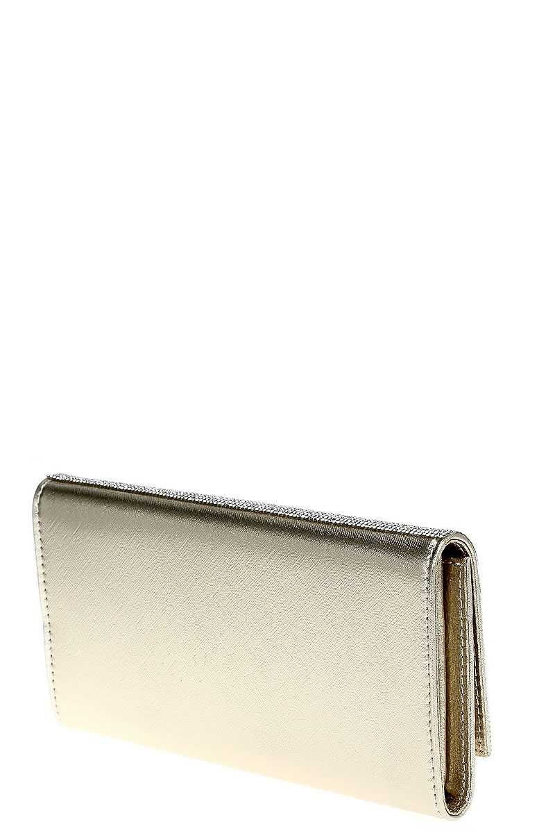 Thumbnail: Stylish Multi Rhinestone Party Clutch With Chain