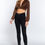 Thumbnail: Long Sleeve Notched Collar Front Twisted Detail Crop Woven Top