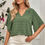 Thumbnail: Solid Swiss Dot V Neck Puff Sleeve Blouse