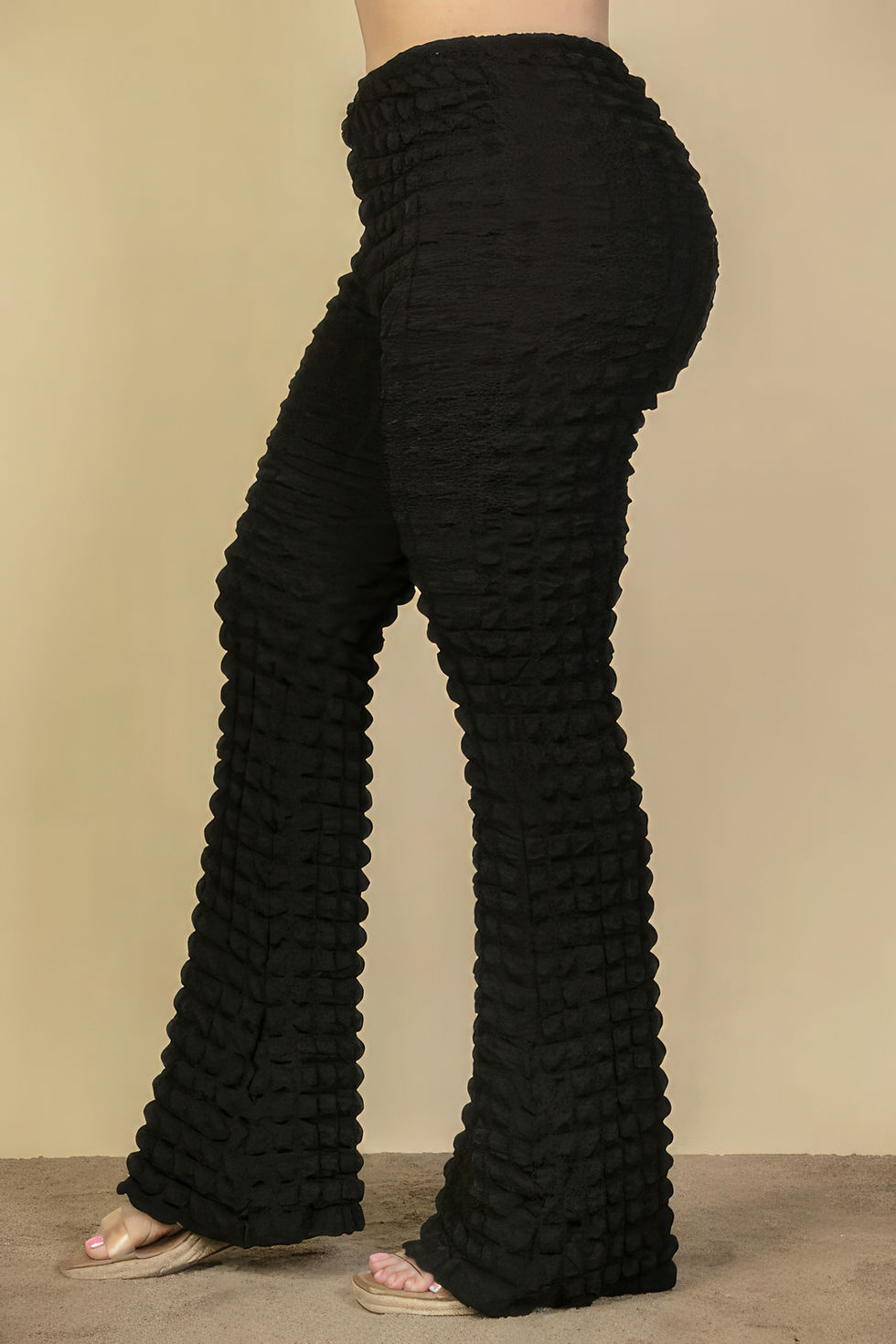 Thumbnail: Plus Size Bubble Fabric Flare Pants    