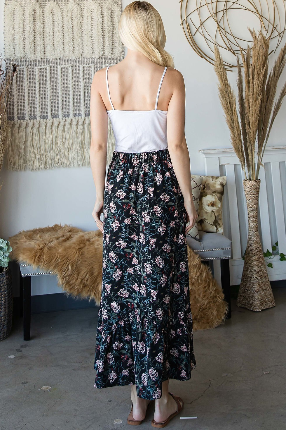 Thumbnail: Elastic Waistline Maxi Skirt