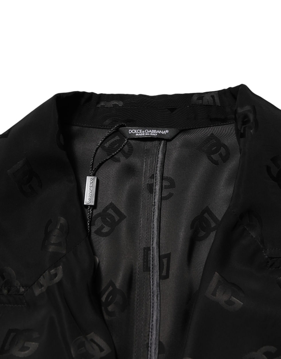 Thumbnail: Dolce & Gabbana Black Polyester Logo Monogram Coat Jacket