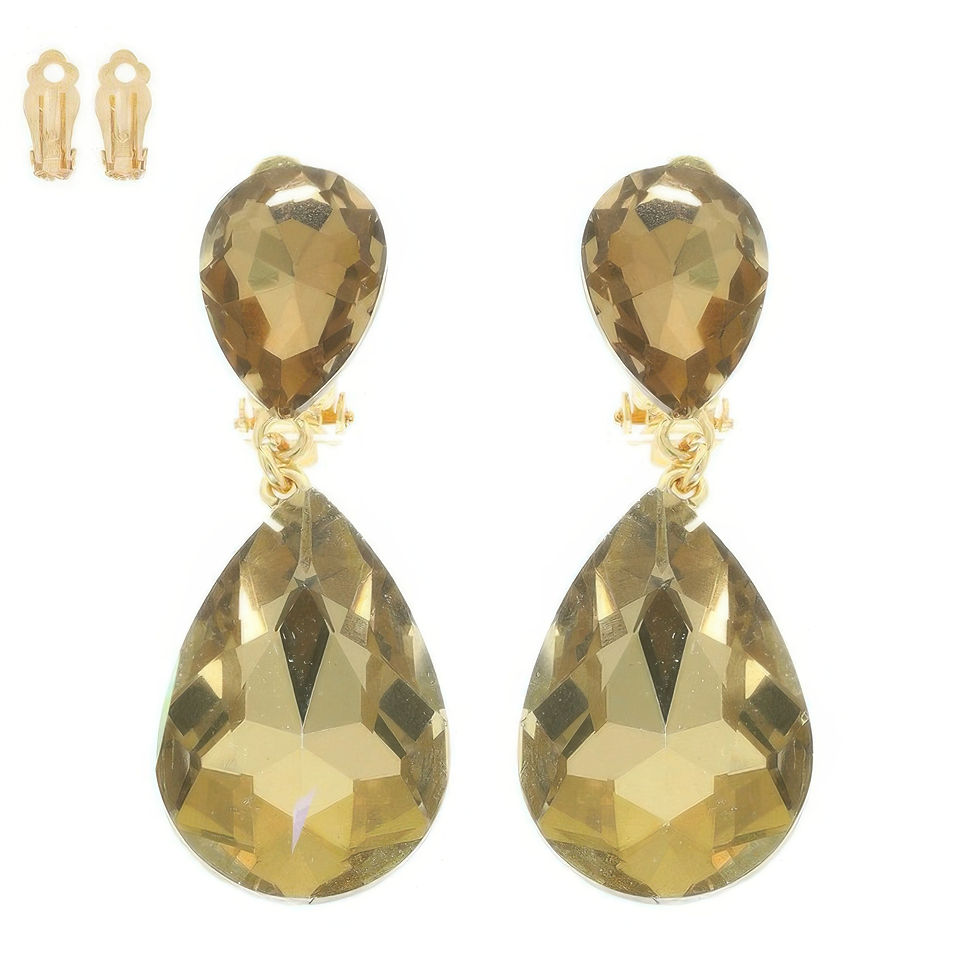 Thumbnail: Teardrop-cut Crystal Clip On Earrings