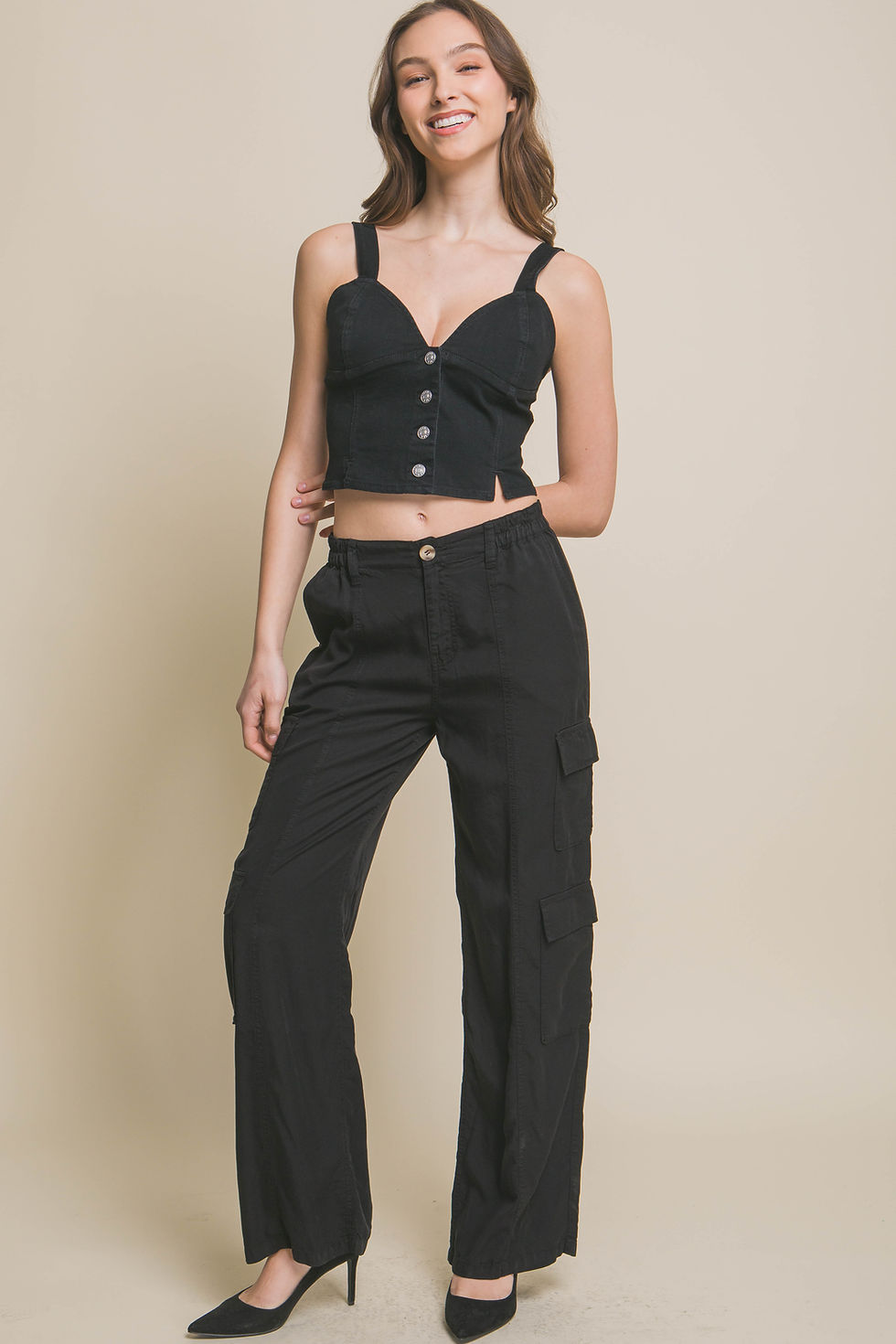 Thumbnail: Full-length Tencel Pants With Cargo Pockets