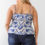 Thumbnail: Plus Floral Print Woven Ruffle Sleeveless Back Zipper Tank Top