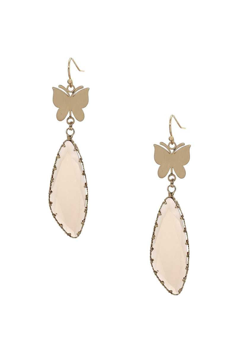 Thumbnail: Fashion Butterfly Clear Stone Dangle Earring