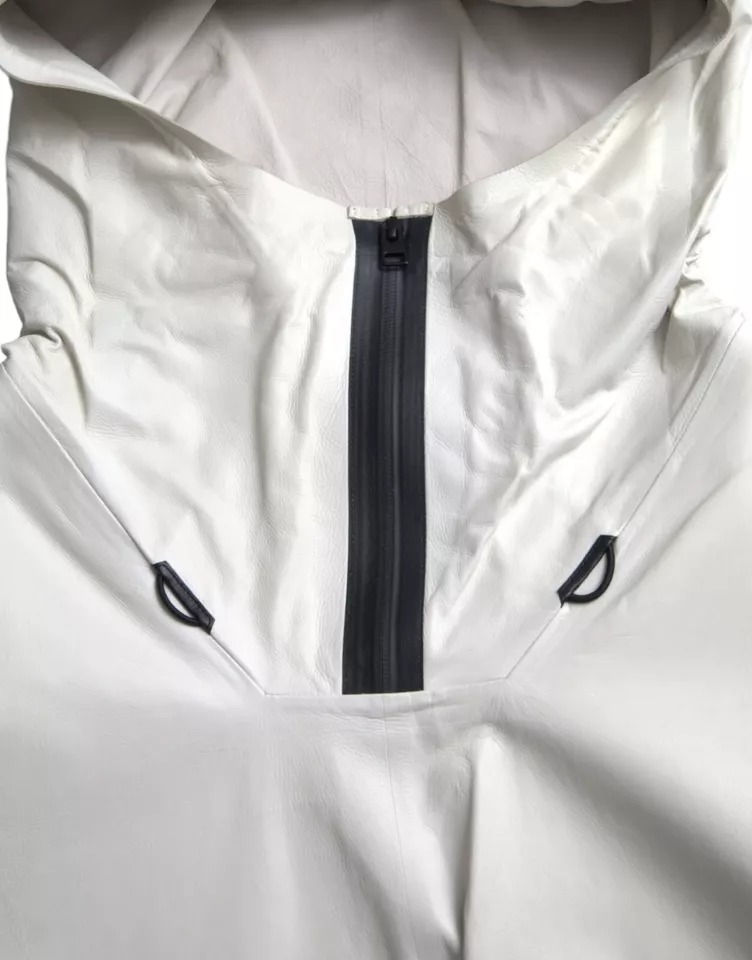 Thumbnail: Bottega Veneta White Leather Men Waterproof Jacket Blouson
