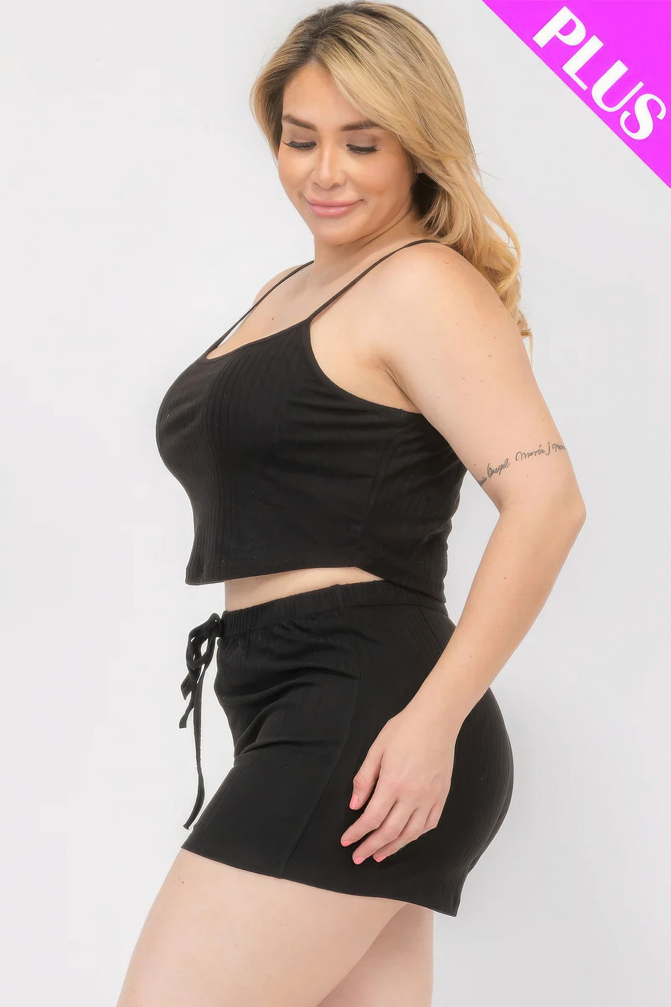 Thumbnail: Plus Size Solid Ribbed Cami Top And Shorts Set