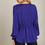 Thumbnail: Satin V-neck Ruffle Baby Doll Top With Cuffed Long Sleeve