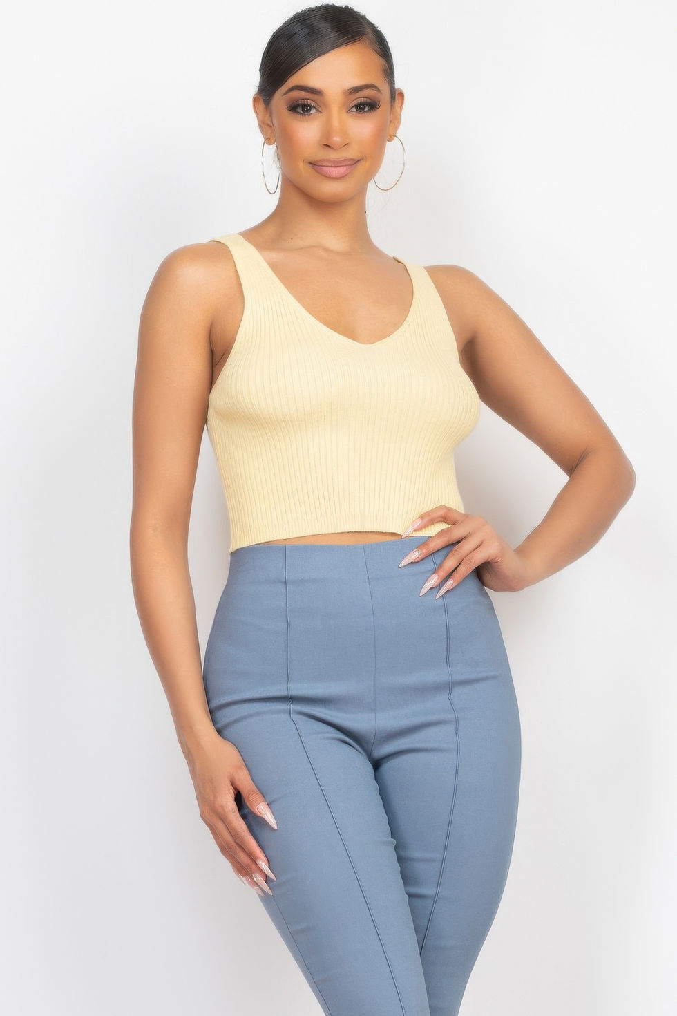 Thumbnail: Crop Tank Top & Cardigan Sweater Set
