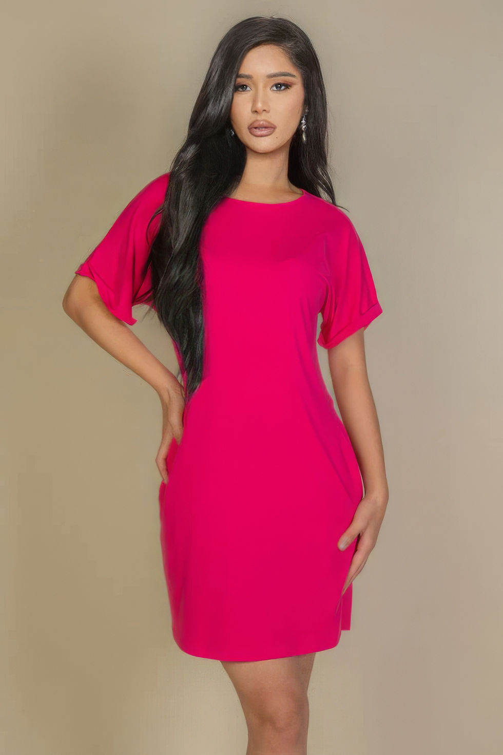 Thumbnail: Side Pocket Double Folded Mini Dress
