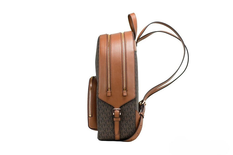 Thumbnail: Michael Kors Jaycee Large Brown Signature PVC Shoulder Backpack Bookbag