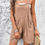 Thumbnail: Square Neck Pockets Button Tirm Ruched Romper