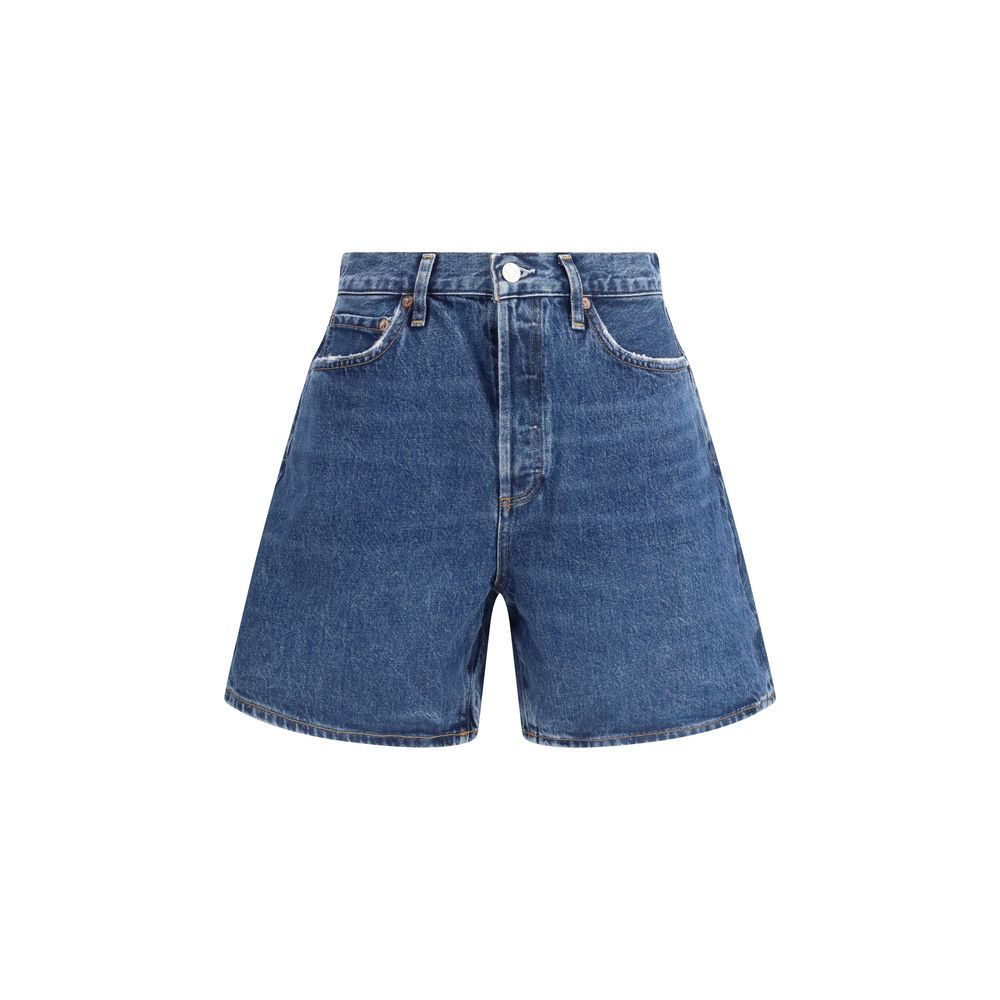 Agolde Blue Cotton Bermuda Shorts