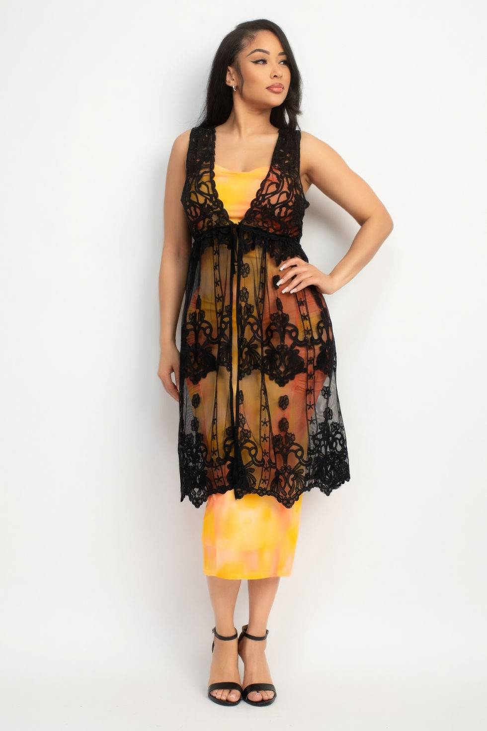 Thumbnail: Sheer Embroidered Lace Vest
