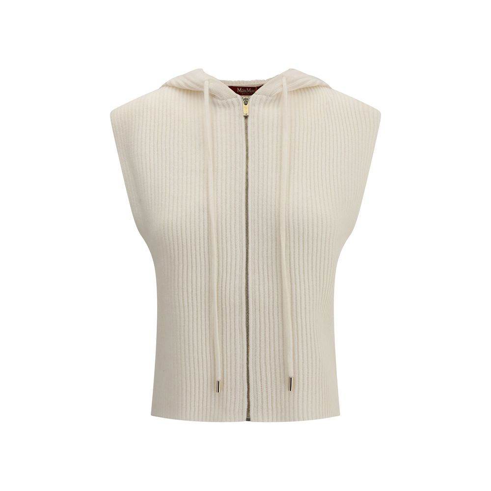 Max Mara White Wool Sleeveles Sweater